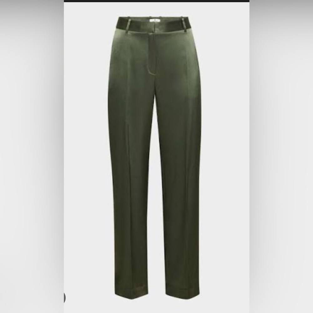 Aritzia Babaton Agency Pants Olive Green Satin SZ 6 NWT!